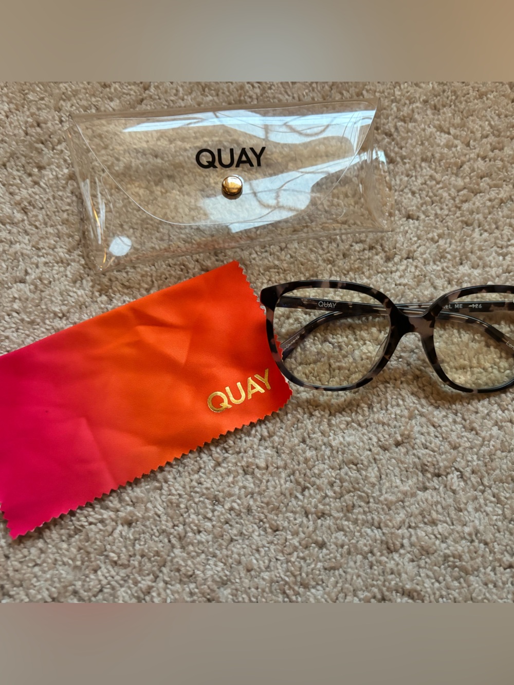 Quay Australia Tortoiseshell All Nighter Bluelight Glasses with pouch